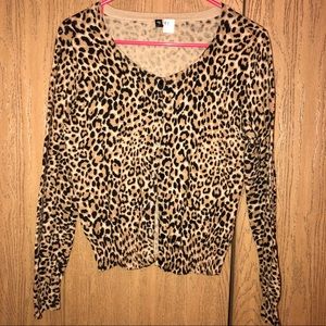 H&M cheetah print cardigan Sz US 10 womens sweater